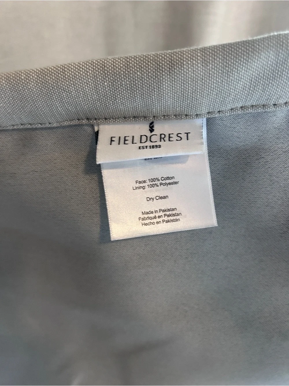 2 panels - Fieldcrest Solid Light Gray Curtain